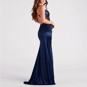 Formal Satin Sequin Corset Dress